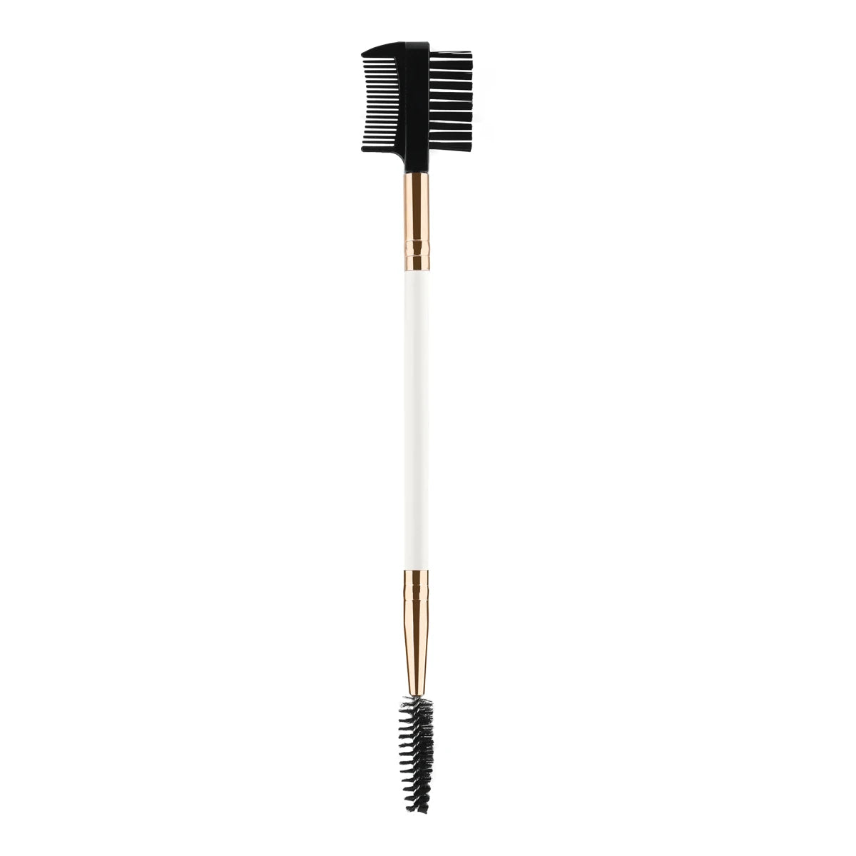 Set of 3 eyebrow and eyelash shaping brushes with double heads and spoolie brushes, ideal for makeup grooming and cosmetic use.