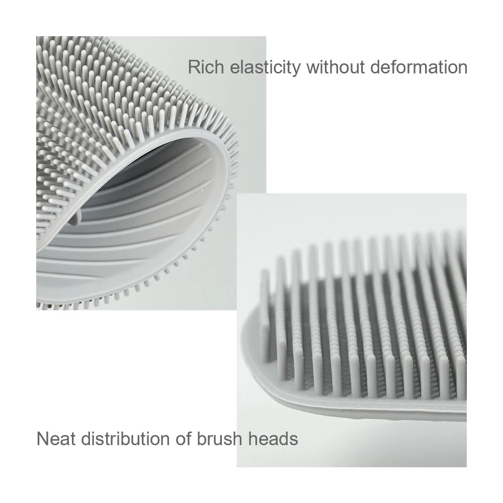 Amzzonstore exfoliating silicone body scrubber with no-slip handle, designed for cleansing and massaging skin in the bathroom.