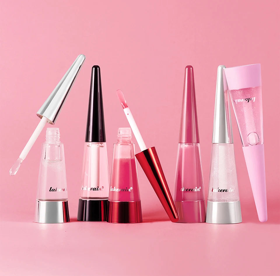 Amzzonstore Lakerain Lip Plumper Gloss Oil showcasing shiny, hydrating lip gloss with volumizing and long-lasting moisture.