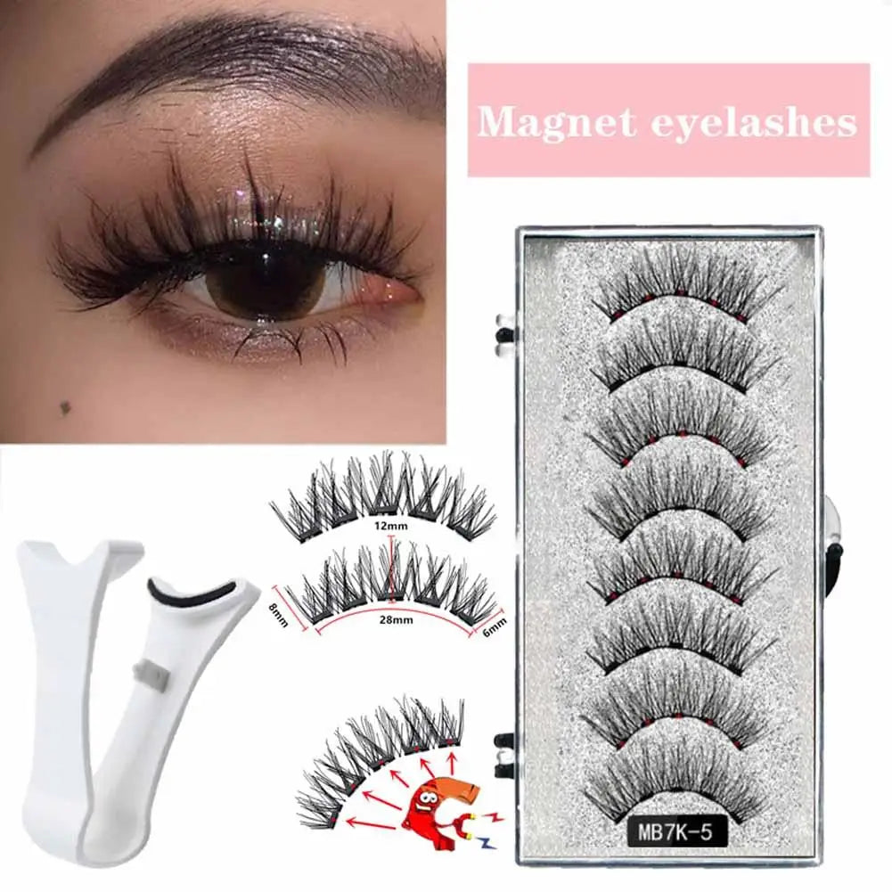 Goodobe 3D natural magnetic eyelashes kit with reusable wispy false eyelashes and magnetic tweezers applicator.