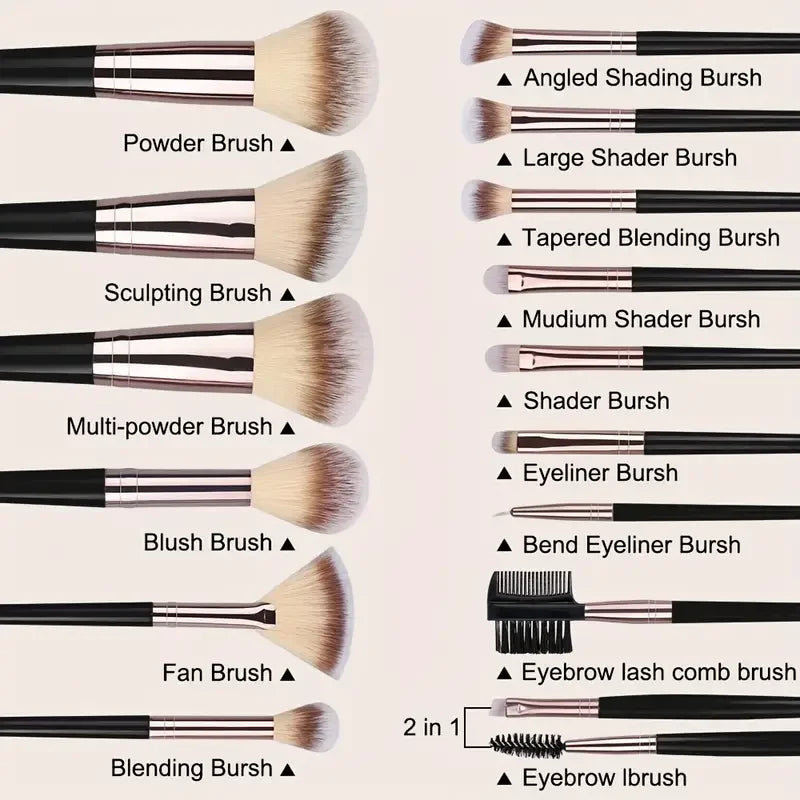 Set of 20 professional makeup brushes including eyeshadow, foundation, concealer, blush, and kabuki brushes for women by amzzonstore