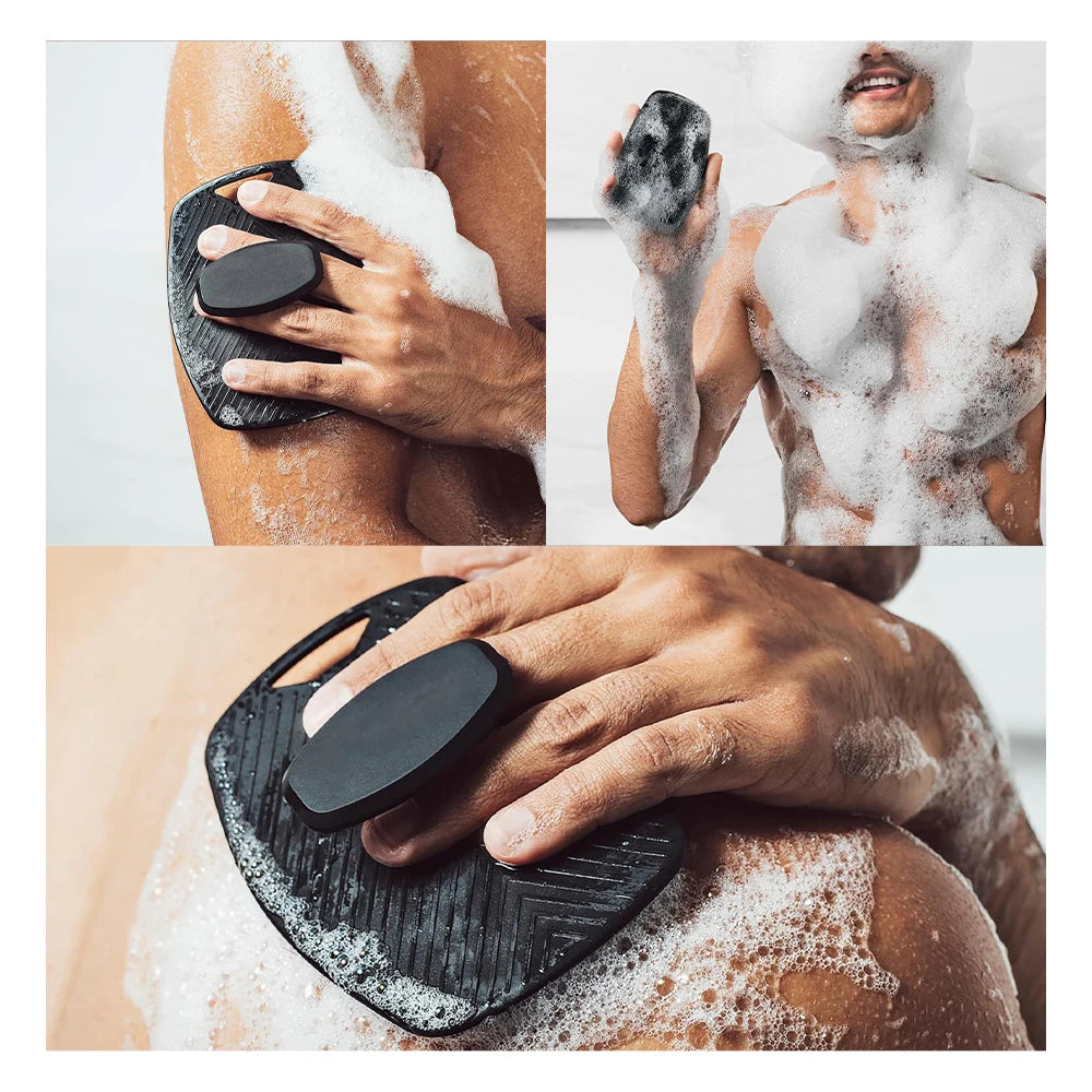 Amzzonstore exfoliating silicone body scrubber with no-slip handle, designed for skin cleansing and massage in bath or shower.