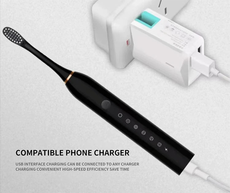 Sonic electric toothbrush for adults with DuPont brush head, waterproof design, USB rechargeable, six cleaning modes, from amzzonstore