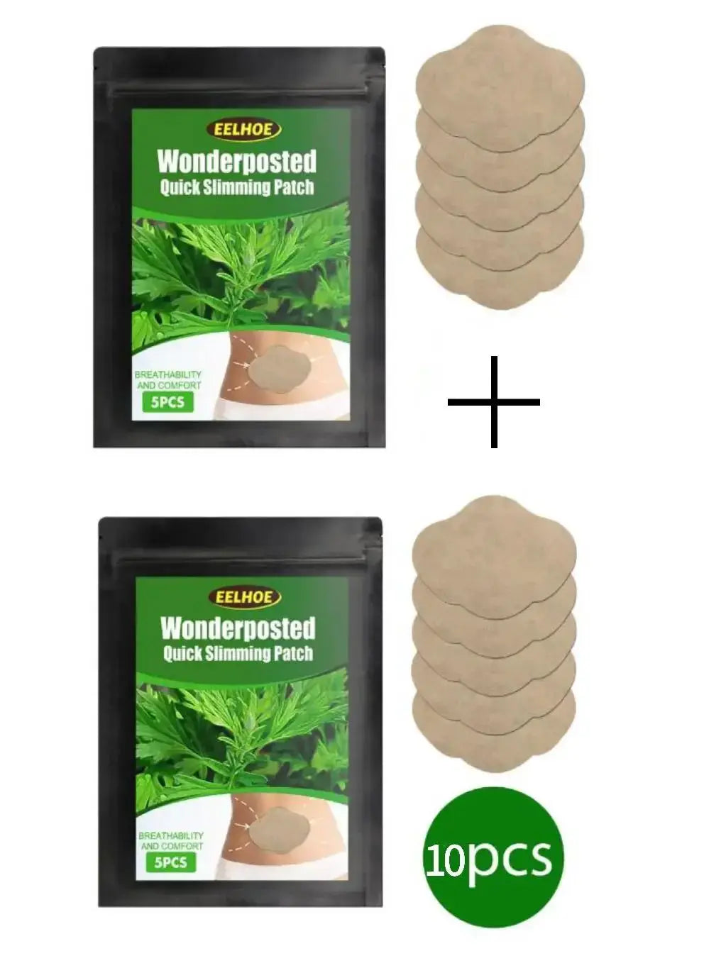 Herbal Slim Belly Patch by amzzon.store, natural detoxifying and weight loss patches for body shaping, shown on skin.