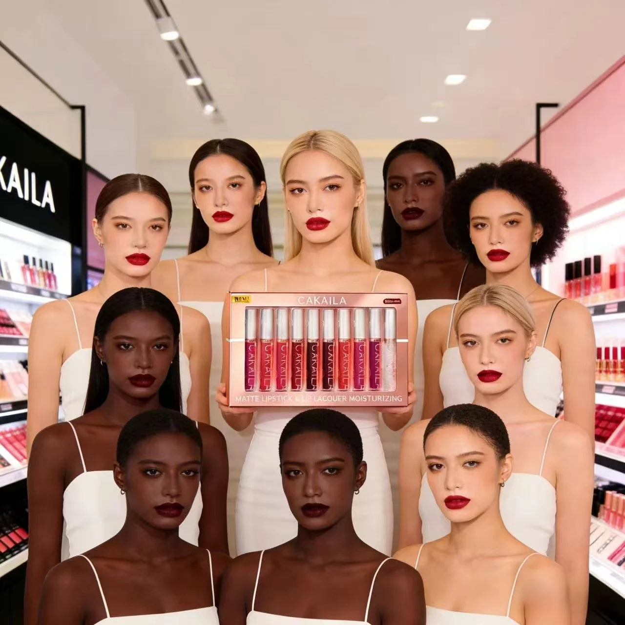 10 pieces matte liquid lipstick and lip oil velvet waterproof set in nude, red, and pink colors