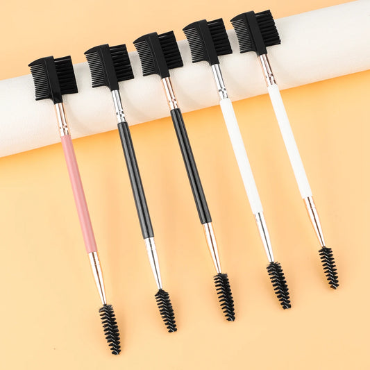 Set of 3 eyebrow and eyelash shaper brushes with double heads and spoolie tips for makeup grooming, by amzzonstore.