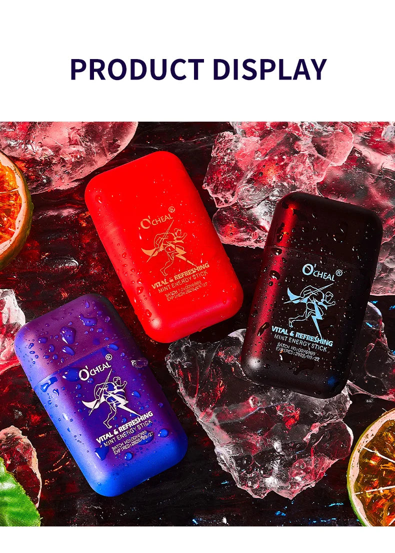 Amzzonstore O'cheal Energy Stick with double holes, fresh mint scent, energizing vapor inhaler for fatigue relief and refreshment.