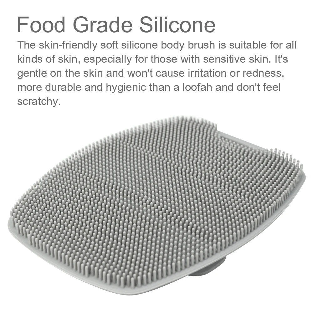 Amzzonstore exfoliating silicone body scrubber with no-slip handle for cleansing and massaging skin during bath or shower.