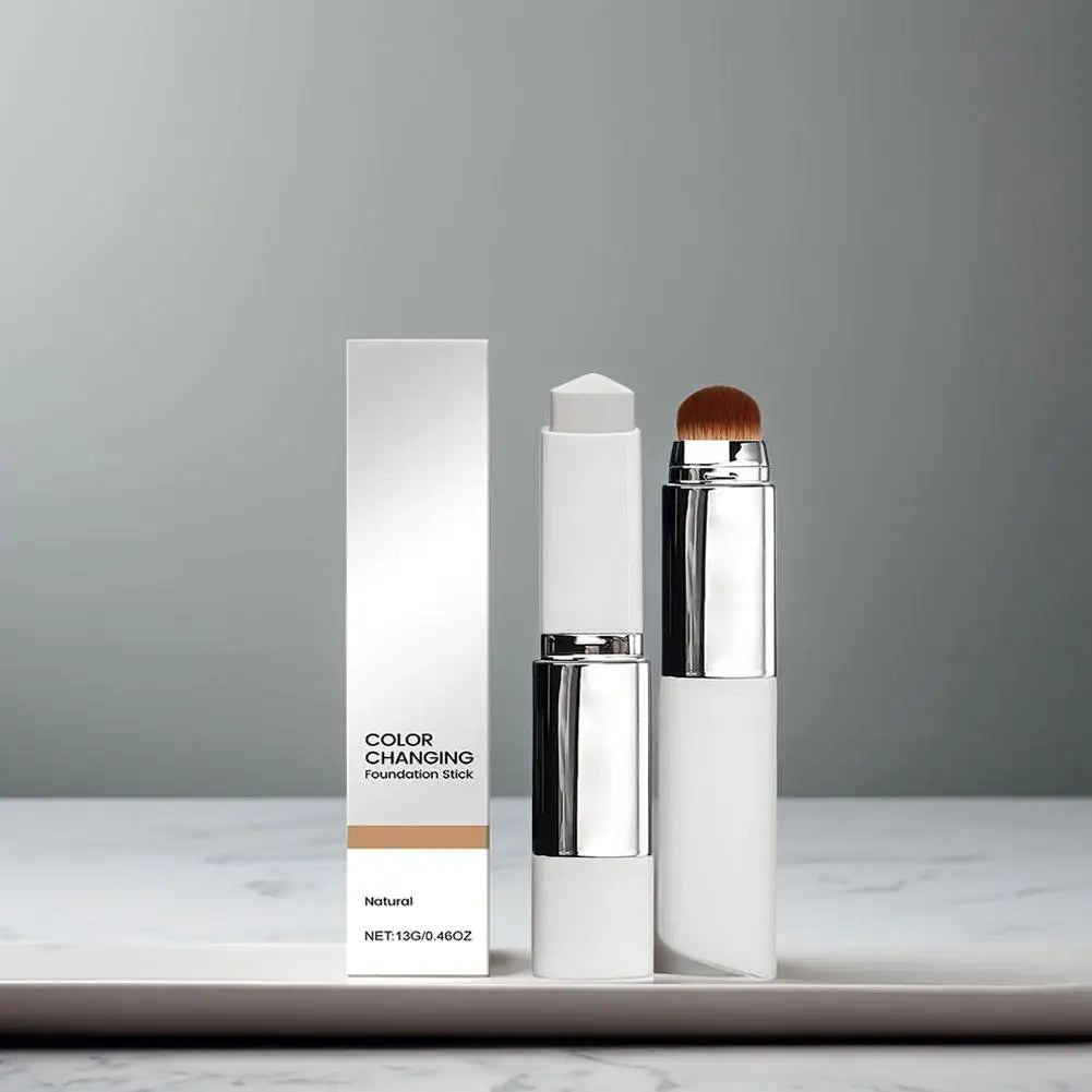 Color-changing 2-in-1 foundation stick by amzzonstore with lightweight, moisturizing, brightening formula for all skin types