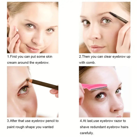 Amzzon.store eyebrow and face razor set for women and men, featuring a safe dermaplaning shaver with protective cover for smooth skin.