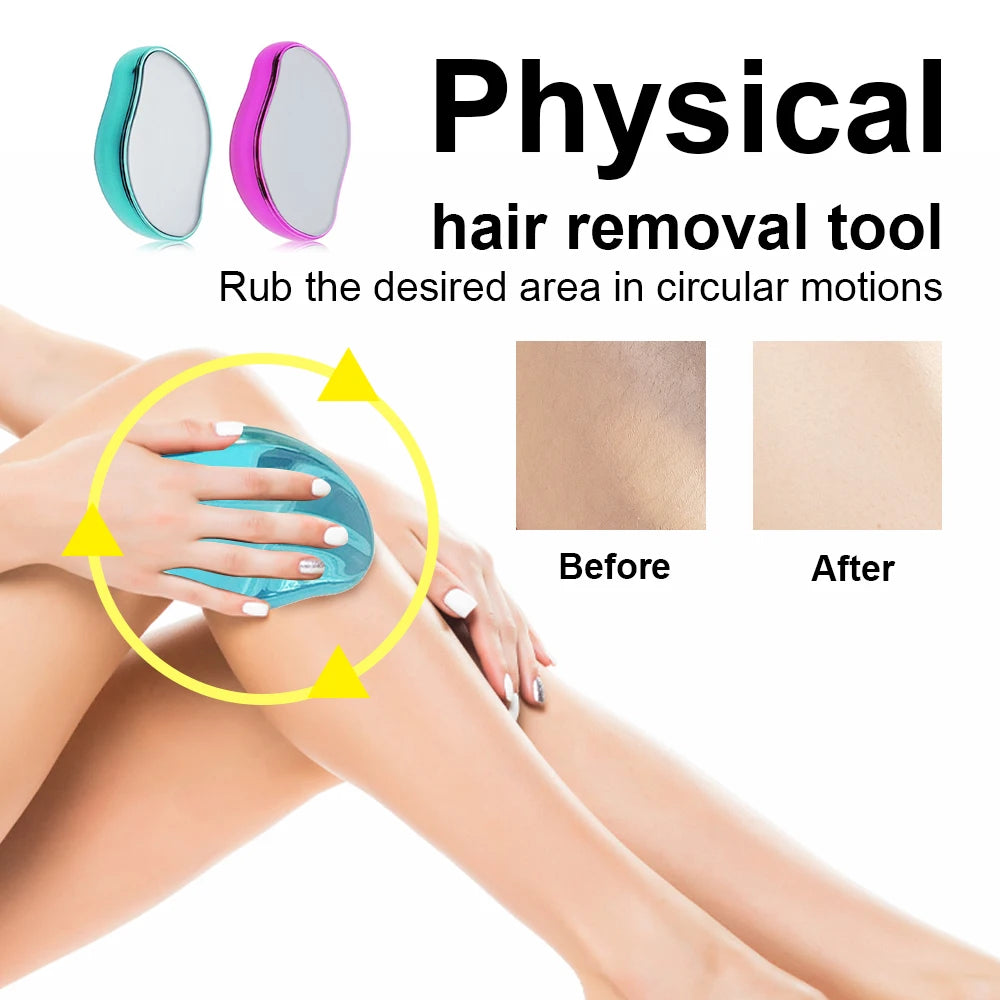 Amzzon.store crystal hair eraser, reusable physical epilator and exfoliating hair removal tool for smooth skin.