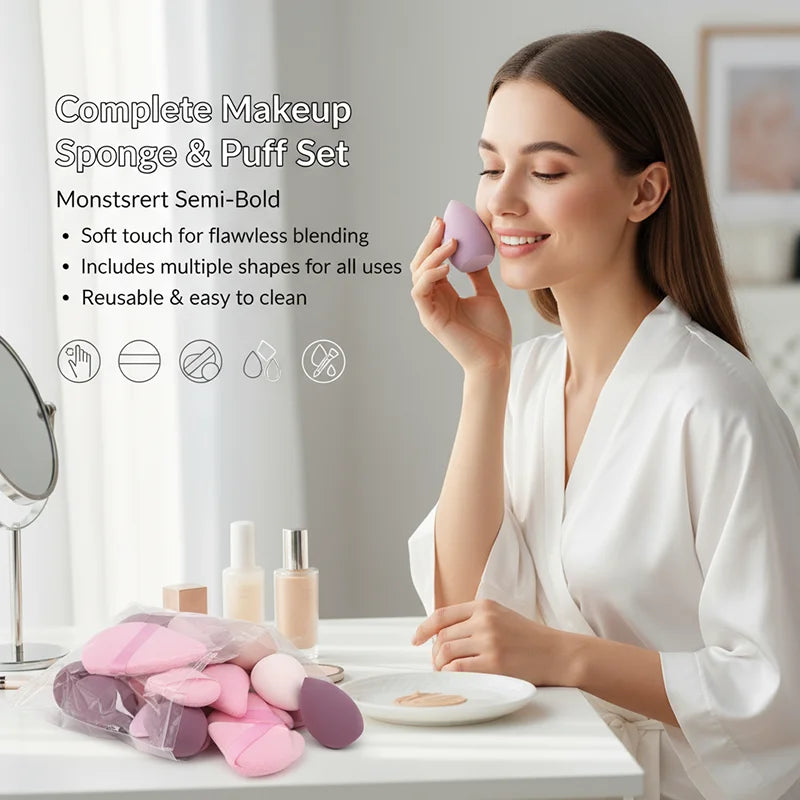 Set of 3-20 professional makeup brushes including foundation, eyeshadow, concealer, blush, and kabuki brushes from amzzonstore