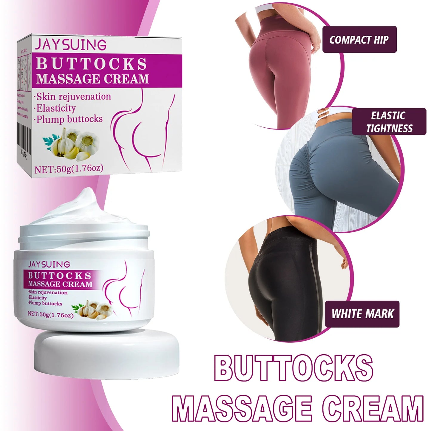 Jaysuing Hip and Buttock Care Cream by amzzon.store, natural firming and lifting lotion for women, focusing on shaping and volumizing.