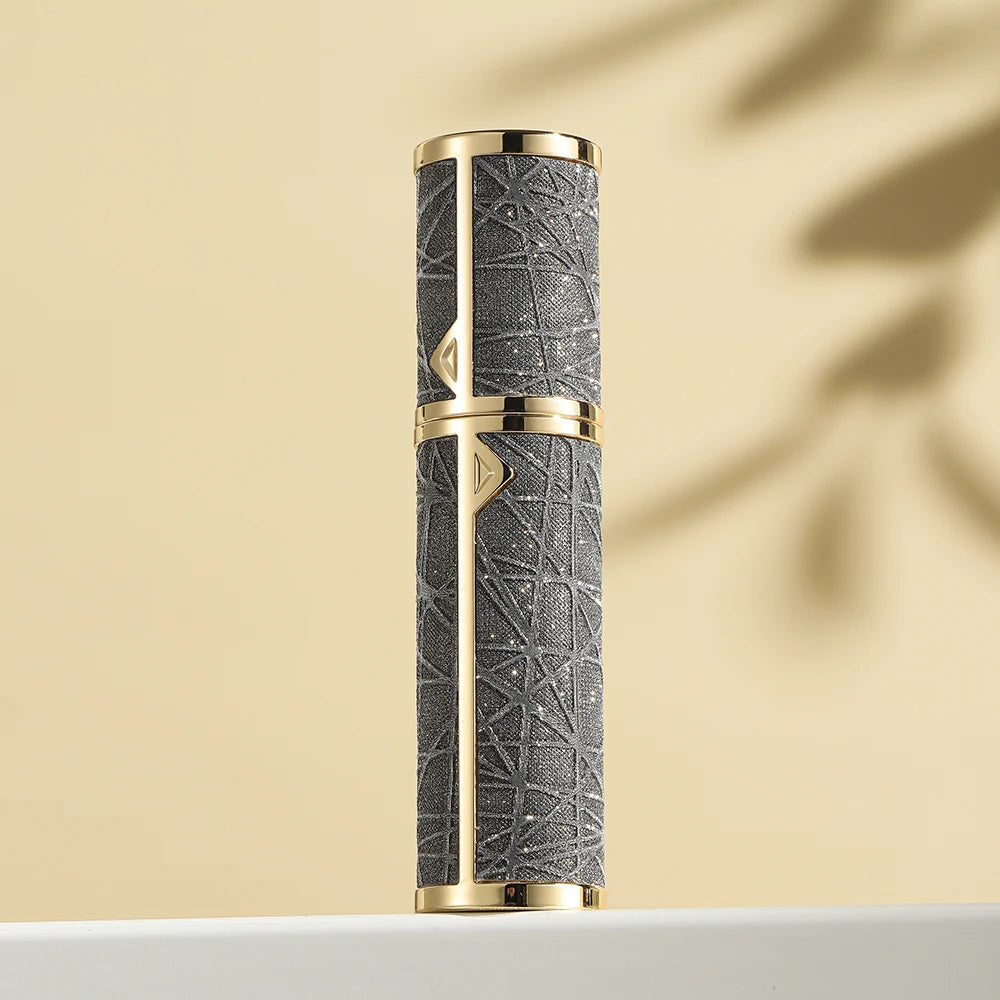 Portable 5ML leather perfume atomizer from amzzonstore, compact refillable spray bottle for travel and perfume on the go.