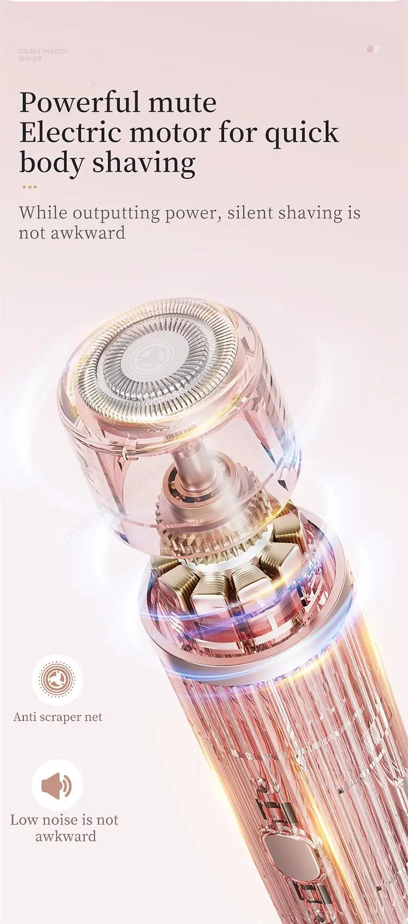 Pink and purple waterproof electric women’s razor with bikini, face, underarm, leg, and body trimmer for hair removal.